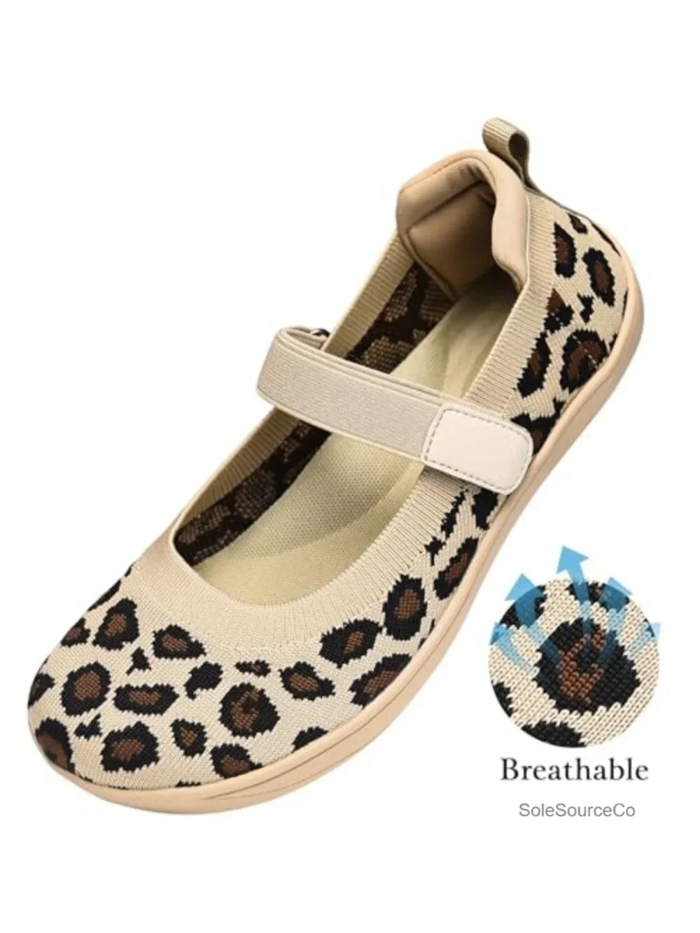 Womens Wide Toe Box Barefoot Ballet Flats Slip On Knit Mary Jane Shoes